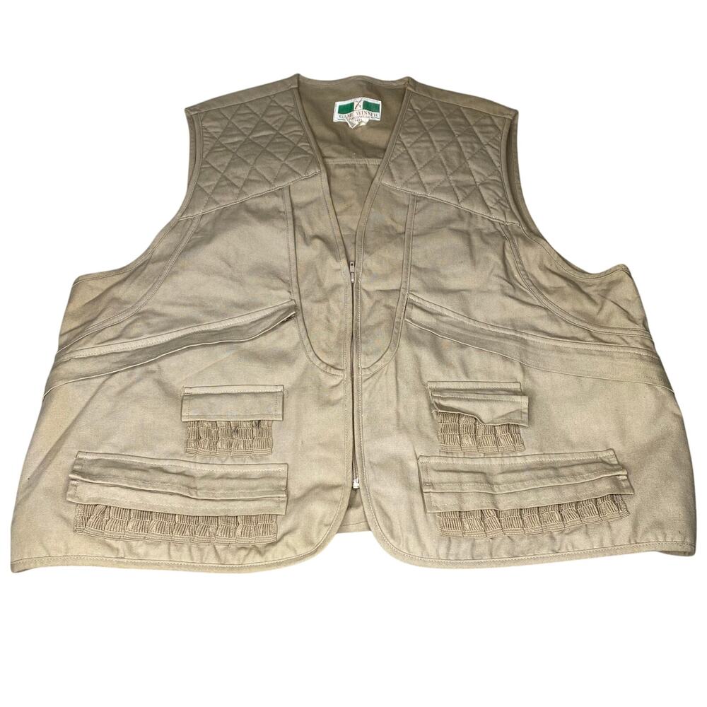 Vintage Game Winner Sportswear Khaki Duck Canvas Bird Hunting Fishing Vest XL
